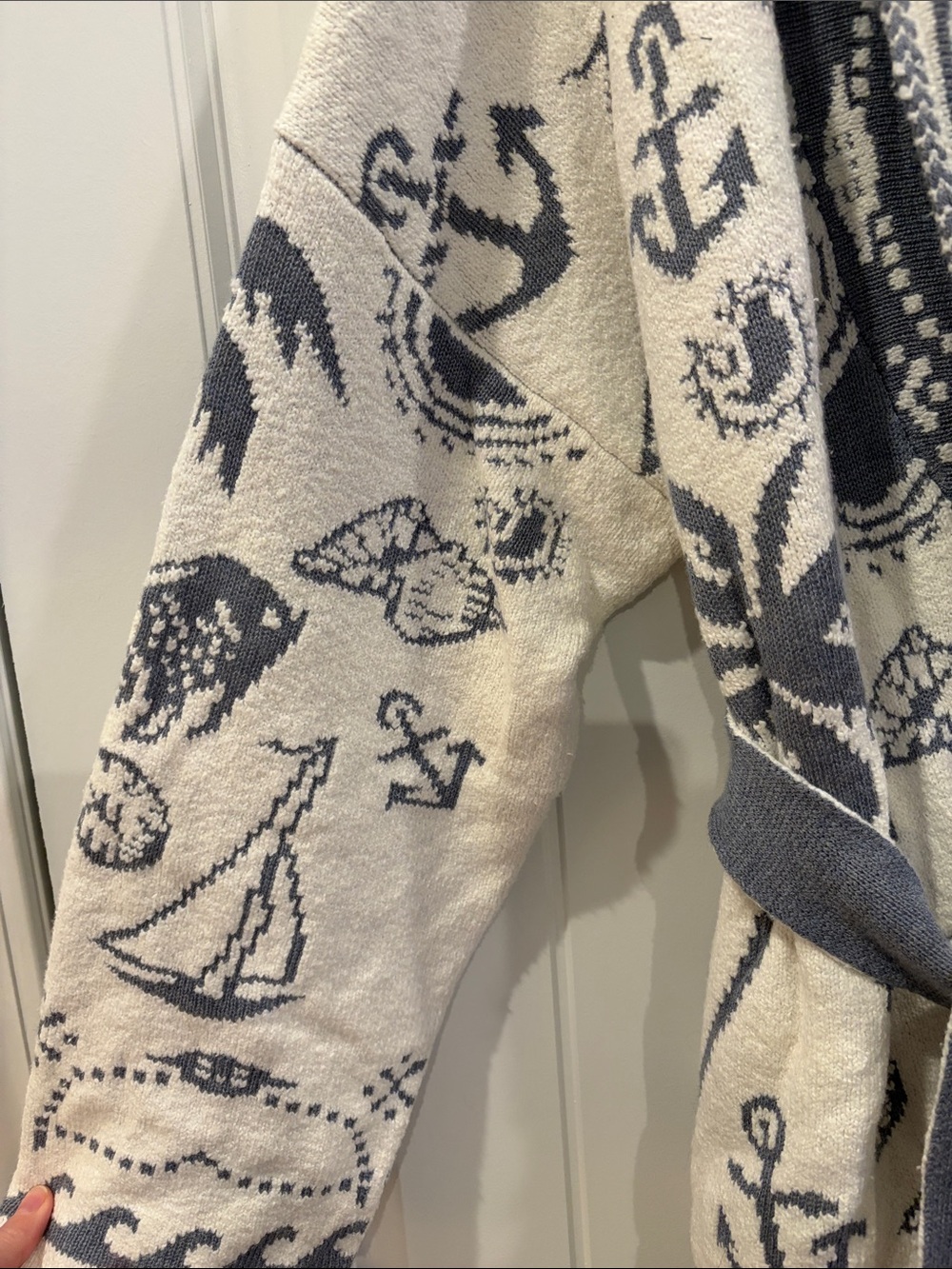 Vineyard Vines White and Light Blue Intarsia Nautical Cardigan Large NWT - Picture 8 of 16